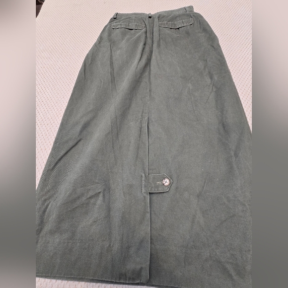 Vintage Willis& Geiger Skirt 8 USA Made Bush Poplin Wrap Maxi Green  Military - Picture 12 of 15